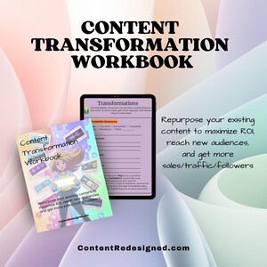 Content Repurposing Workbook | Digital Content Planner | Content Transformation Framework for Bloggers & Creators | Instant Download