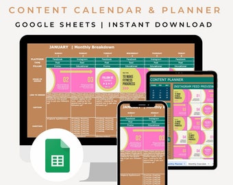 Social Media Content Calendar: Planner Template (Digital Download)