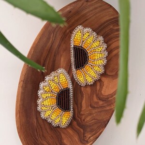 Sunflower Handmade Beaded Earrings