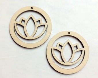 Lotus Flower Earring Blanks DIY Wood Earring Blanks DIY Craft Earrings Laser Cut Wood Earrings Unfinished Wood Jewelry Blanks