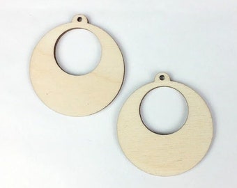 Open Hoop Round Geometric Earring Blanks DIY Wood Earring Blanks DIY Craft Earrings Laser Cut Wood Earrings Unfinished Wood Jewelry Blanks