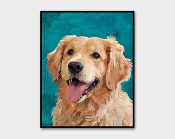 Custom Pet Portrait, Personalized Dog Portrait, Dog Portrait from Photos, Cat Portrait, Abstract Painting, Portrait Gift, Pet Memorial Gift