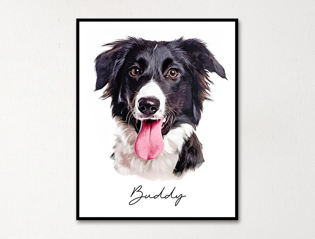 Custom Pet Portrait, Dog Portrait, Cat Portrait, Digital Watercolor, Personalized Portrait