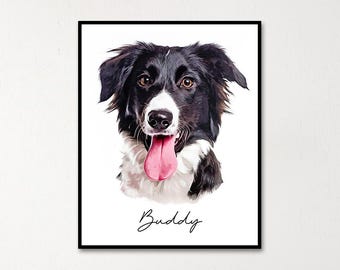 Custom Pet Portrait, Dog Portrait, Cat Portrait, Digital Watercolor, Personalized Portrait from Photo, Pet Painting, Pet Memorial Gift
