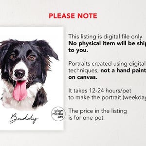 Custom Pet Portrait, Dog Portrait, Cat Portrait, Digital Watercolor, Personalized Portrait from Photo, Pet Painting, Pet Memorial Gift image 9