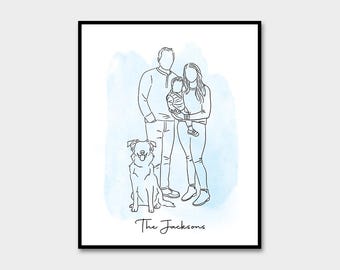 Custom One Line Family Portrait, Personalized Anniversary Gift (Digital Download)