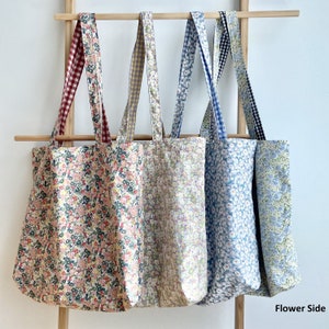 fourre-tout réversible | fourre-tout fleuri | Trousse de maquillage | fourre-tout mignon | Sac fourre-tout d'école | Motif à carreaux | Cadeau pour elle| Meilleur cadeau pour elle