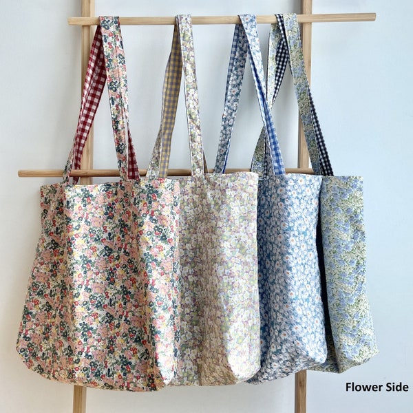 Reversible Tote Bag | Floral Tote Bag | Makeup bag | Cute Tote Bag | School tote bag Capsule Wardrobe| Wedding | Gift For Her| Best Gift