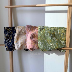 Pusteblume bestickt & Schminktaschen | Florale Leinentaschen | Grün, Pink, Beige, Marine | Jeden Tag Essential Tote | Geschenk für Sie