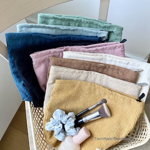 Cord-Schminktäschchen | Kosmetiktasche mit Reißverschluss | Kulturbeutel | Mehrere Farben | Organizer | Geschenk für Sie | Zurück in die Schule | Frühlingsgeschenk