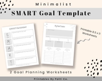 SMART Goal Template, Goal Setting Printable, SMART Goal Planning, Goal Planner, Goal Planning Sheet, Letter Size, Goal Tracker, Minimalist