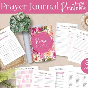 Devotional for Women, Daily Prayer Journal, Christian PDF, Faith Planner Prayer Journal Printable, Bible Study Notes Guide, Pink Floral