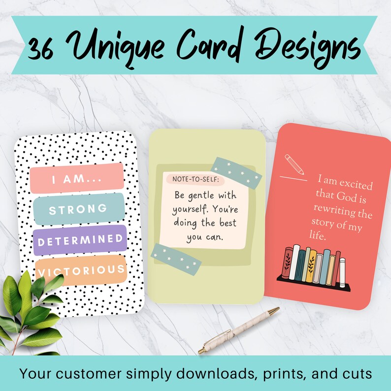 Affirmation Cards Canva Template Editable PLR With (Instant Download