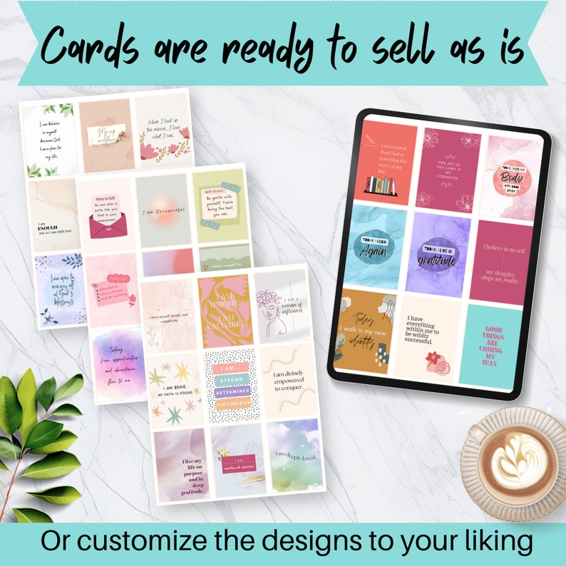 Affirmation Cards Canva Template Editable PLR With (Instant Download
