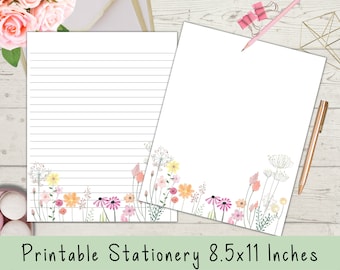 Floral Stationery, Lined and Unlined Letter Writing Paper (PDF Instant Download)