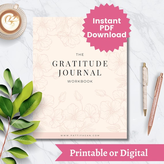 Printable Gratitude Journal, Daily Self-Reflection Prompts Notebook, Self-Care Planner (PDF Instant Download)
