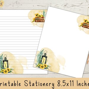 Printable Sunflower Stationery 8.5x11, Writing Paper, Printable Letter Paper, Instant Download, Letter Writing, Sunflower Note Paper, PDF