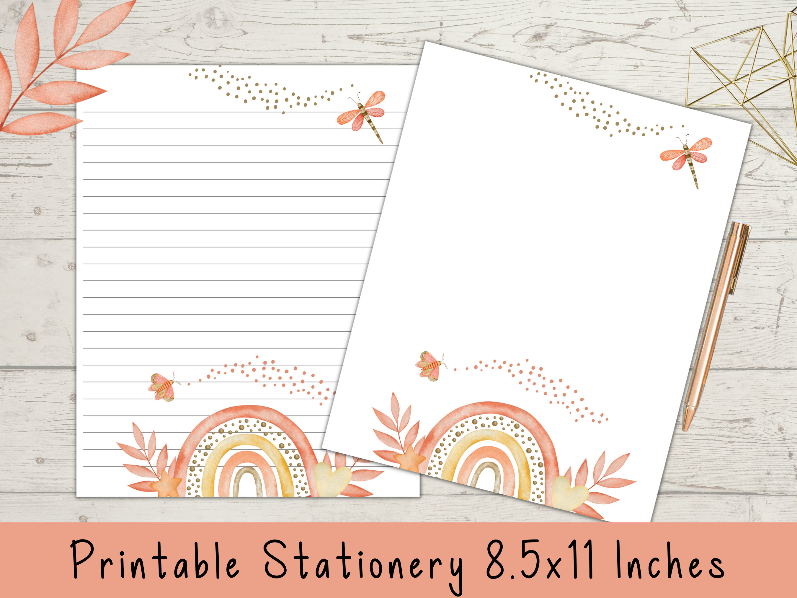 Printable Autumn Boho Stationery 8.5x11 Writing Paper - Etsy