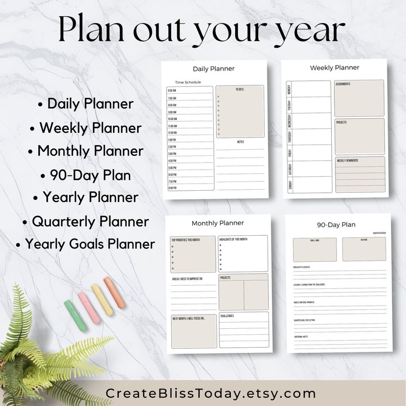 Goal Planner Bundle Printable, SMART Goals Template, Goal Planner Kit ...