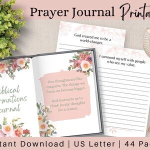 Prayer Journal, Printable Christian Journal, Daily Faith Based Gratitude Journaling, Reflection Notes, Prayer Planner, Watercolor Floral PDF
