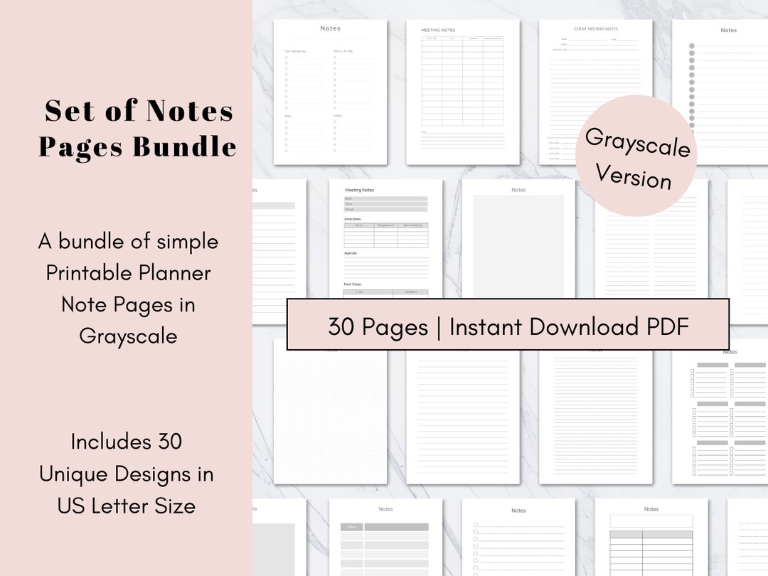 Planner Notes Page Buy Printable Notes Paper, Notes Pages for Monthly Printable Planner ...