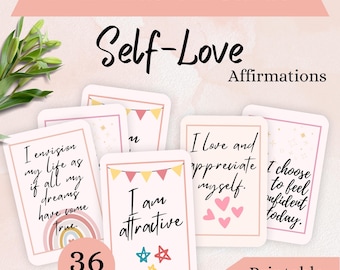 Self Love Printable Affirmation Cards, Daily Mental Health Positivity (Digital Download)
