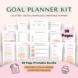 Goal Planner Kit, Printable Goal Planner Bundle, Goals Tracker, SMART ...