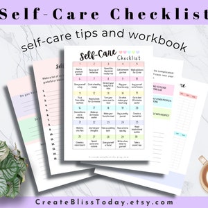 Self-care checklist printable, self-care planner, selfcare kit, wellness planner, mental health kit, self-care journal, wellness tracker PDF