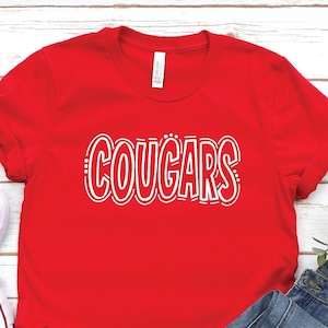 Cougar School Mascot Shirt, Cougar  Team Mascot Shirt, Favorite Team Shirt, School Team Shirt, Cougars School Spirit Tee, Custom Mascot Tee