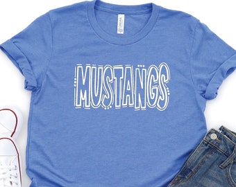 Mustang School Mascot Shirt, Favorite Team Shirt, School Team Shirt, Mustang Team Mascot Shirt, Mustangs School Spirit T, Custom Mascot Tees