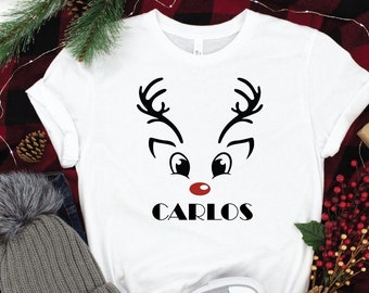 Reindeer Face Shirt, Christmas Shirt, Reindeer Christmas Family Shirt, Christmas Gift, Christmas Custom Tee,  Gift for Women