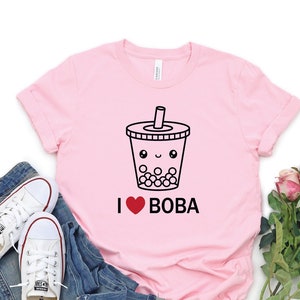 Boba Shirt, I Love Boba Shirt, Bubble Tea T-Shirt, Bubble Tea  Shirt, Gift For Boba Lover, Gift for Her, K-Pop Boba Shirt, Tapioca Lover Tee