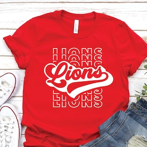Lions Retro Shirt, Lions Mascot Shirt, Lions Shirt, Lions Team Shirt, Lions Football Shirt,School Mascot Shirt, Mascot Shirt, Lions Spirit T