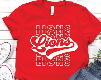 Lions Retro Shirt, Lions Mascot Shirt, Lions Shirt, Lions Team Shirt, Lions Football Shirt,School Mascot Shirt, Mascot Shirt, Lions Spirit T
