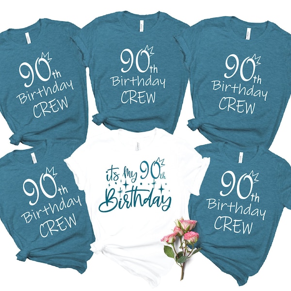 It's My 90th Birthday Shirt, It's My Birthday Shirts, 90th Birthday Crew Shirt for Women, Birthday Party TShirts, Custom Birthday Group Tees
