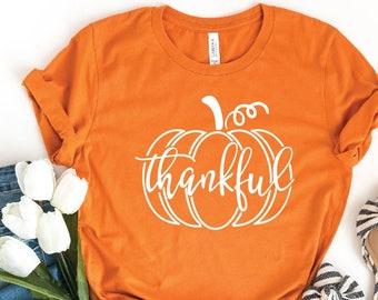 Thankful Pumpkin Shirt, Thanksgiving Gifts, Thankful Shirt, Thanksgiving Tee, Cute Fall Shirts, Autumn Shirt, Women Fall Shirt