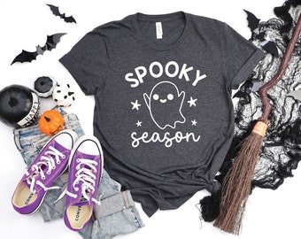 Spooky Ghost Shirt: Halloween Vibes, Bella+Canvas Cotton Tee