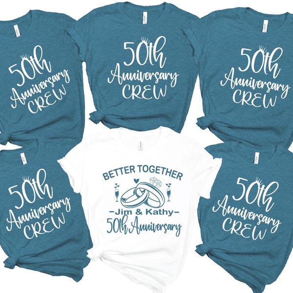50th Anniversary Shirt, 50th Anniversary Crew Shirts, Custom Anniversary Tees, Golden Wedding Tees,