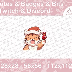 Tiger Emote for Stream, Christmas Holiday, Tiger Emotes, For Twitch Discord YouTube Kick Stream, Cute and Kawaii Tiger Graphics Emoji Art