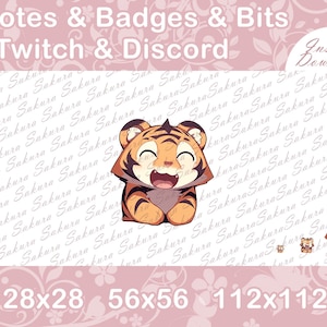 Tiger Emote for Stream, Happy Smile, Tiger Emotes, For Twitch Discord YouTube Kick Stream, Cute and Kawaii Tiger Graphics Emoji Sticker Art