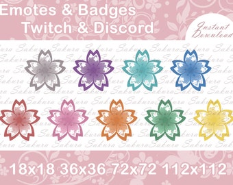 Twitch & Discord Emote Badge Bit Cherry Blossom Sakura Flower