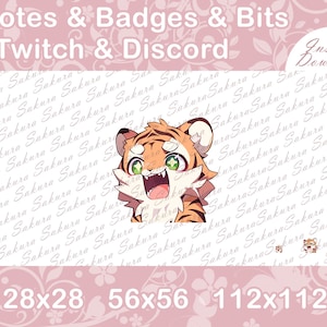 Tiger Emote for Stream, Tiger Emotes, For Twitch Discord YouTube Kick Stream, Cute and Kawaii Tiger Graphics Emoji Sticker Art Happy Smile