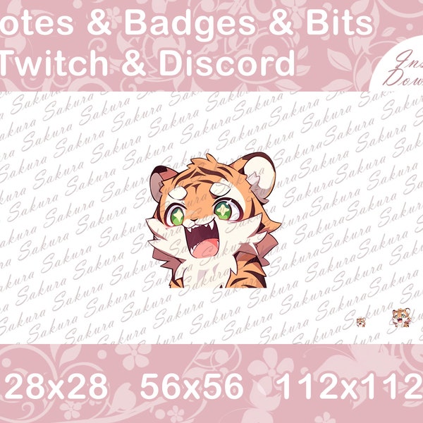 Tiger Emote for Stream, Tiger Emotes, For Twitch Discord YouTube Kick Stream, Cute and Kawaii Tiger Graphics Emoji Sticker Art Happy Smile