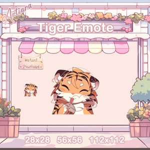 Tiger Emote for Stream, Sip, Tiger Emotes, For Twitch Discord YouTube Kick Stream, Cute and Kawaii Tiger Graphics Emoji Sticker Art Boba Tea