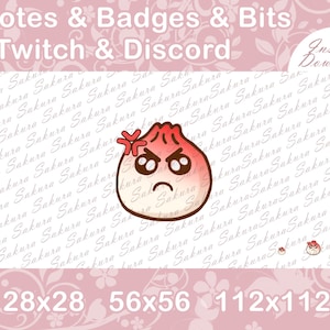 Angry Dumpling Emote for Streamers | Discord Emote | Twitch Emote | Emote | Dumpling Emote | Angry | Cute Dumpling | 112 x 112