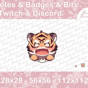 Tiger Emote for Stream, Tiger Emotes, For Twitch Discord YouTube Kick Stream, Cute and Kawaii Tiger Graphics Angry Mad Gasp Shock Emoji Cat