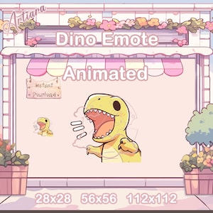 Animated Yellow Dino Emote for Streamers and Discord | Yellow Trex | Tyrannosaurus Rex | Cute Dinosaur | Twitch | YouTube | Discord | T-Rex