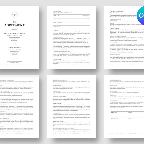 Balloon Decor Invoice Templates Etsy