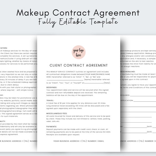 Freelance Makeup Artist Contract Template Legal Contract for - Etsy