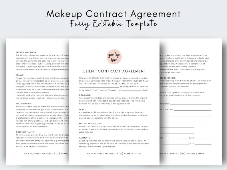 MUA Contract Template Makeup Artist Contract Makeup Contract Etsy Canada MUA Contract Template Makeup Artist Contract Makeup Contract Etsy Canada